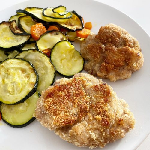 Hamburguesa de pollo y verduras