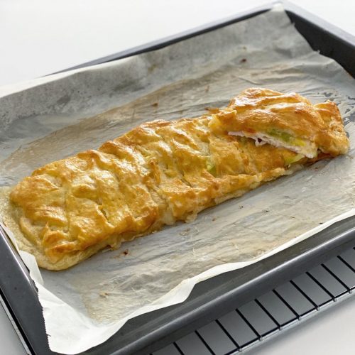 Trenza de yuca rellena pollo queso